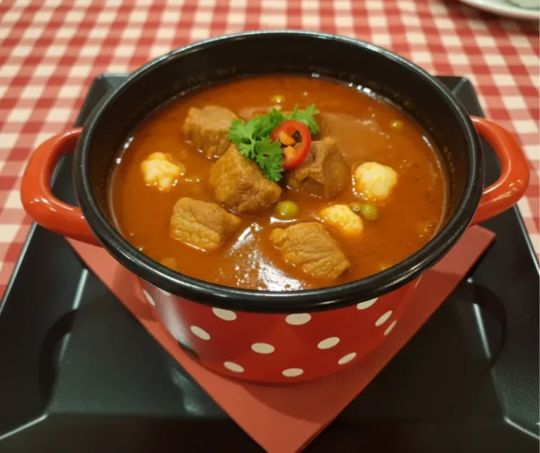 Bribacsa soup in a red polka-dot pot