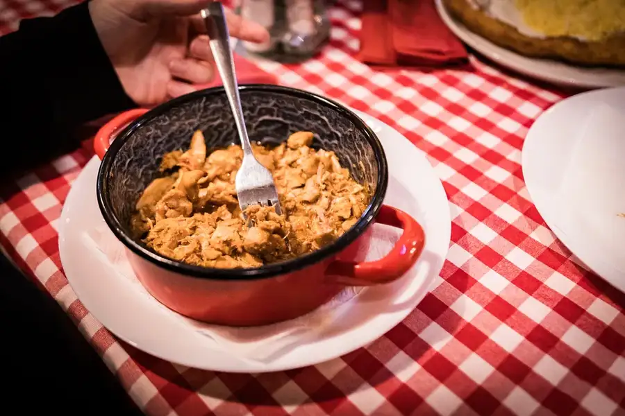Goulash served in a fresh bread bowl